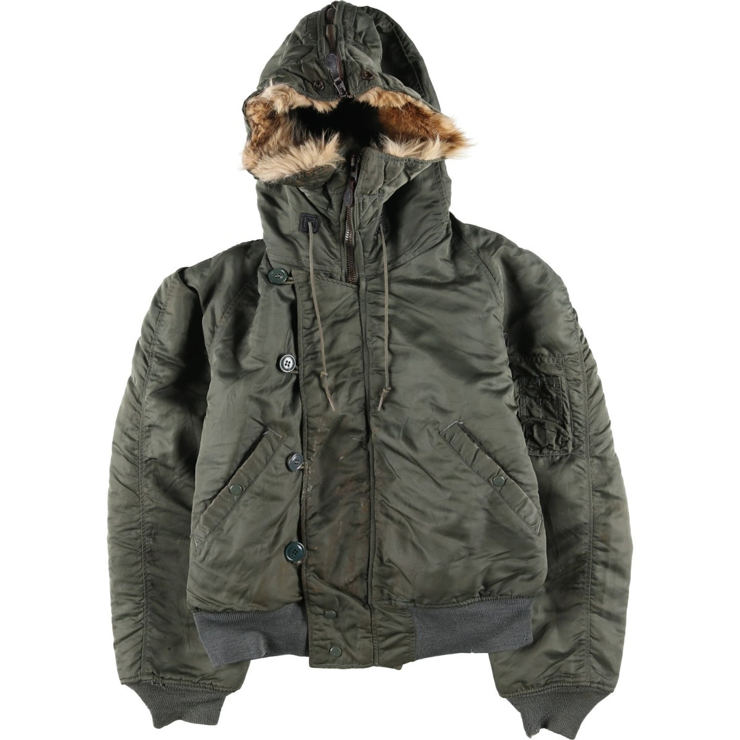 Authentic US military N-2B coyote fur padded military flight jacket, made in the USA, medium, men's size M, vintage. wool Khaki type Vintage Second Hand