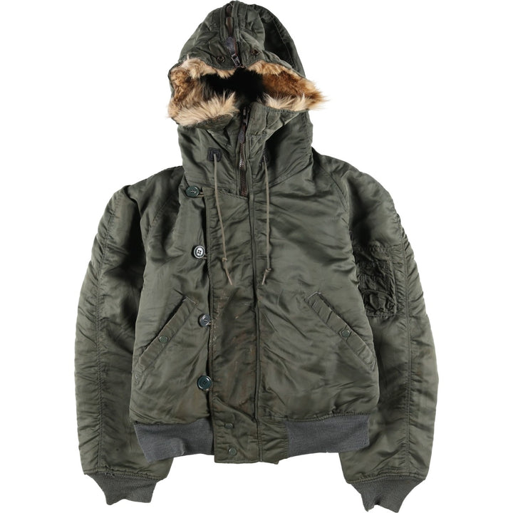 Authentic US military N-2B coyote fur padded military flight jacket, made in the USA, medium, men's size M, vintage. wool Khaki type Vintage Second Hand
