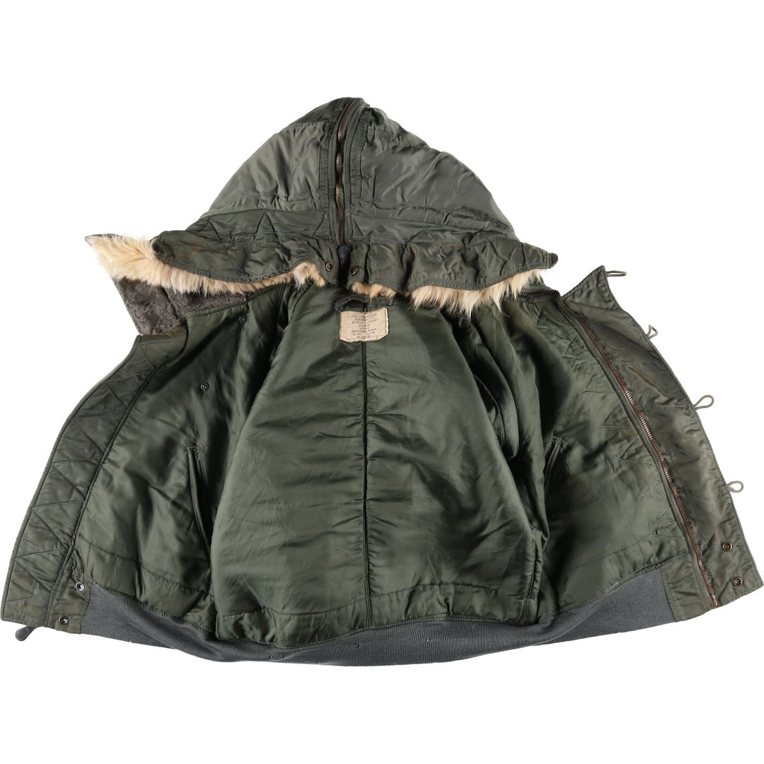 Authentic US military N-2B coyote fur padded military flight jacket, made in the USA, medium, men's size M, vintage. wool Khaki type Vintage Second Hand