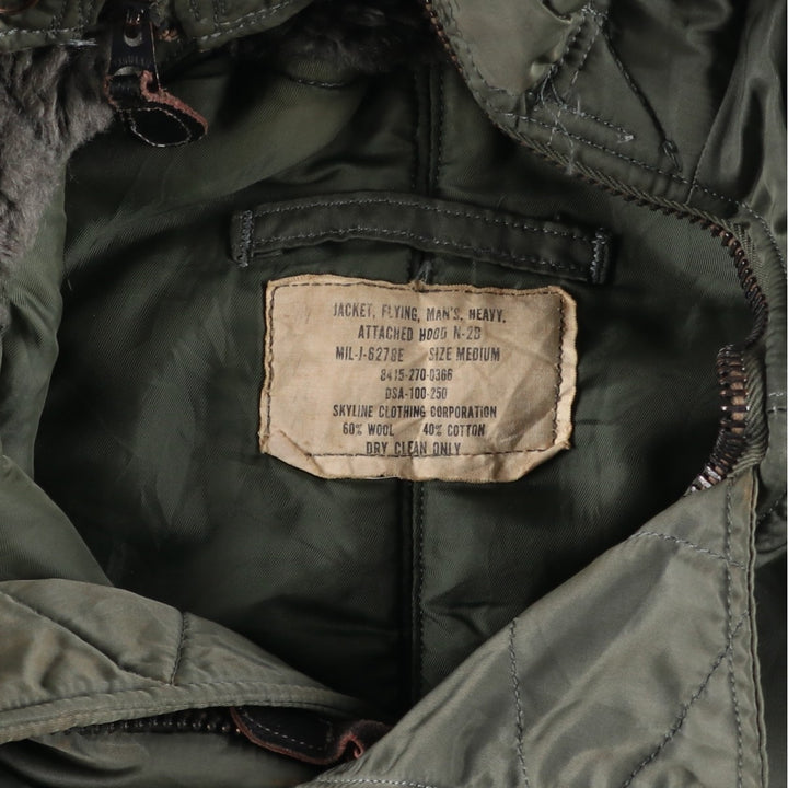 Authentic US military N-2B coyote fur padded military flight jacket, made in the USA, medium, men's size M, vintage. wool Khaki type Vintage Second Hand