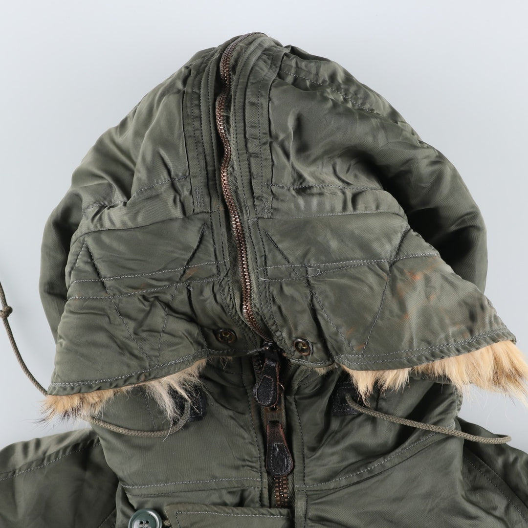 Authentic US military N-2B coyote fur padded military flight jacket, made in the USA, medium, men's size M, vintage. wool Khaki type Vintage Second Hand
