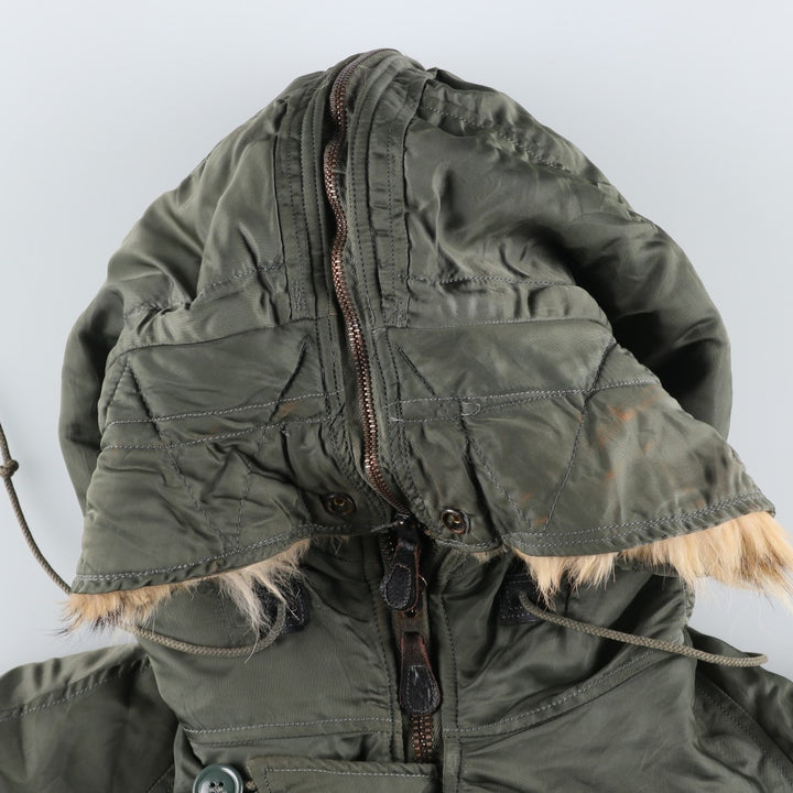 Authentic US military N-2B coyote fur padded military flight jacket, made in the USA, medium, men's size M, vintage. wool Khaki type Vintage Second Hand