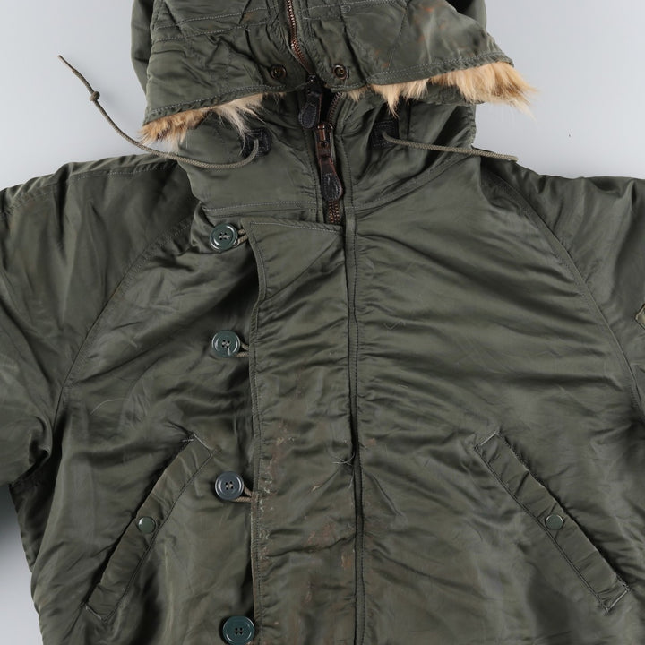 Authentic US military N-2B coyote fur padded military flight jacket, made in the USA, medium, men's size M, vintage. wool Khaki type Vintage Second Hand