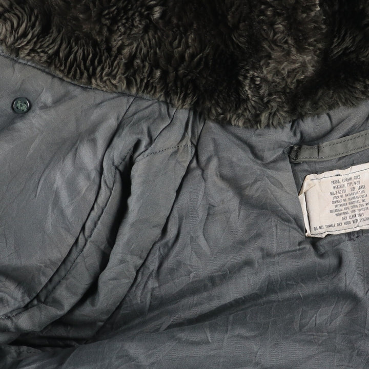 1980'S US Military N-3B Flight Jacket, Made in USA, Large, Men's Size L, Vintage cotton Khaki type Vintage Second Hand