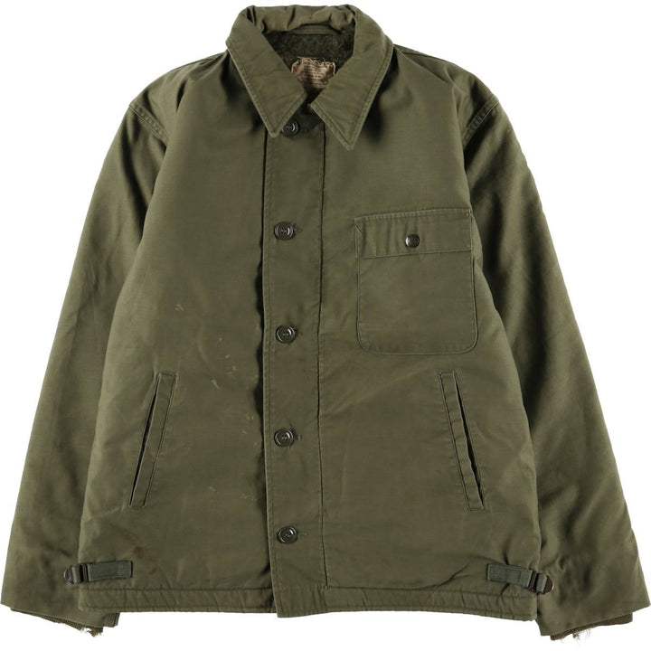 Authentic 1960'S US military A-2 deck jacket with back stencil, made in the USA, size MEDIUM (38-40), men's size M. unclear Khaki type sage green Vintage Second Hand