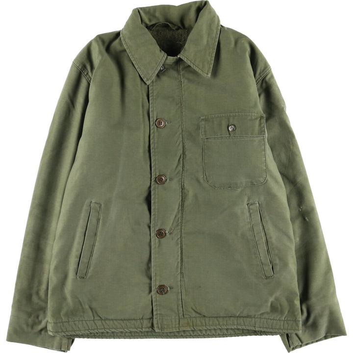 Military Deck Jacket Men's Size L unclear Khaki type Vintage Second Hand