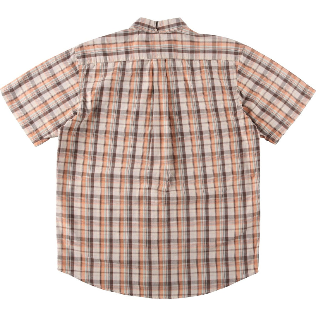 90'S Stussy Short-Sleeve Button-Down Check Shirt, Made in USA, Men's Size L (Equivalent), Vintage cotton Beige type Vintage Second Hand