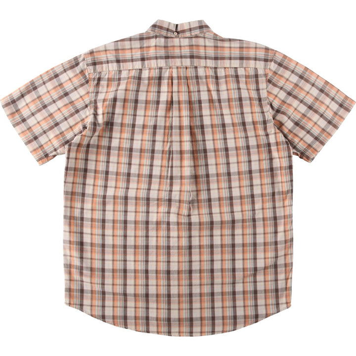 90'S Stussy Short-Sleeve Button-Down Check Shirt, Made in USA, Men's Size L (Equivalent), Vintage cotton Beige type Vintage Second Hand
