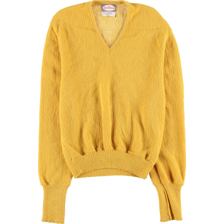 Sportswear V-neck Alpaca Knit Sweater, Women's Size Medium, Vintage alpaca yellow type Vintage Second Hand
