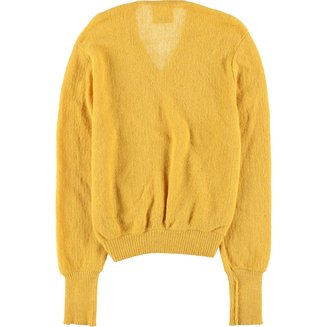 Sportswear V-neck Alpaca Knit Sweater, Women's Size Medium, Vintage alpaca yellow type Vintage Second Hand