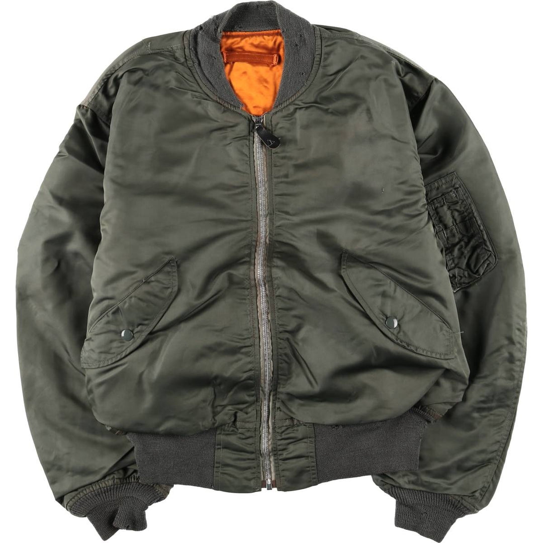 1970'S US Military L-2B Flight Jacket, Made in USA, Large, Men's Size L, Vintage unclear Khaki type Vintage Second Hand