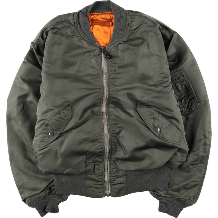 1970'S US Military L-2B Flight Jacket, Made in USA, Large, Men's Size L, Vintage unclear Khaki type Vintage Second Hand