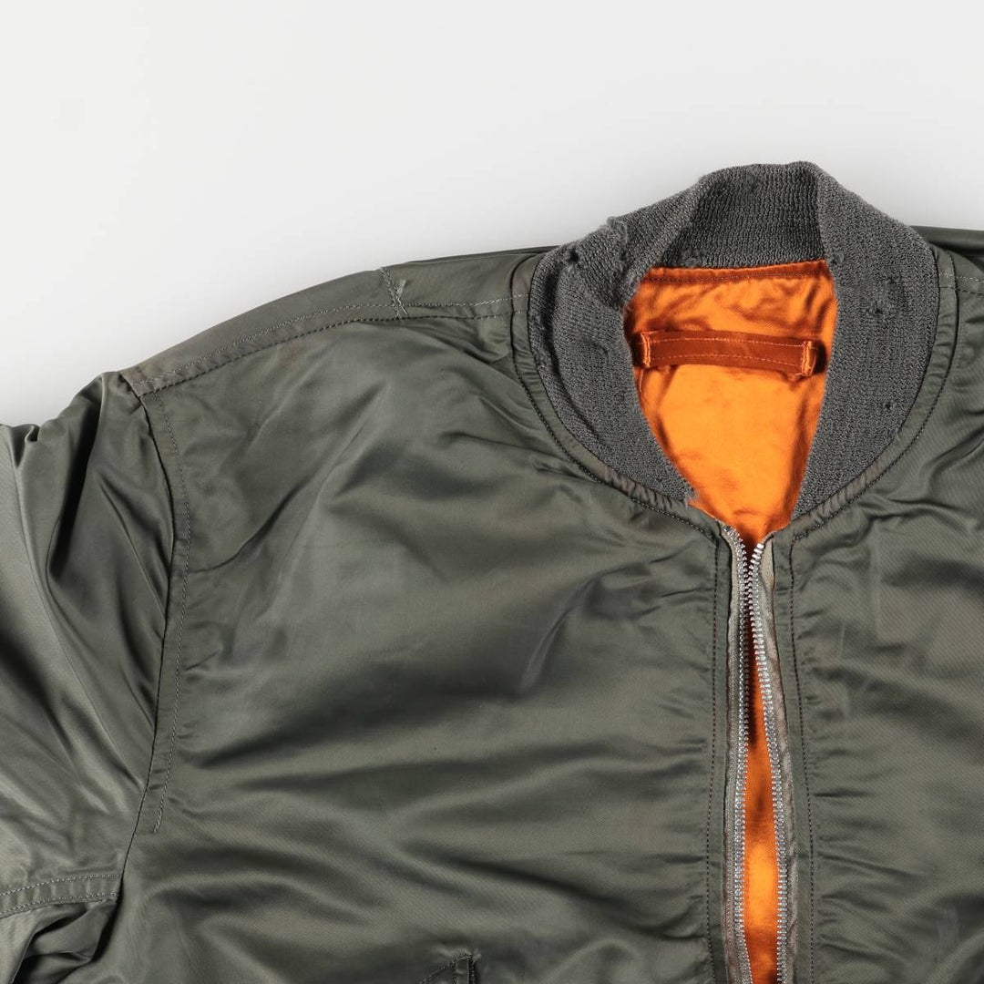 1970'S US Military L-2B Flight Jacket, Made in USA, Large, Men's Size L, Vintage unclear Khaki type Vintage Second Hand