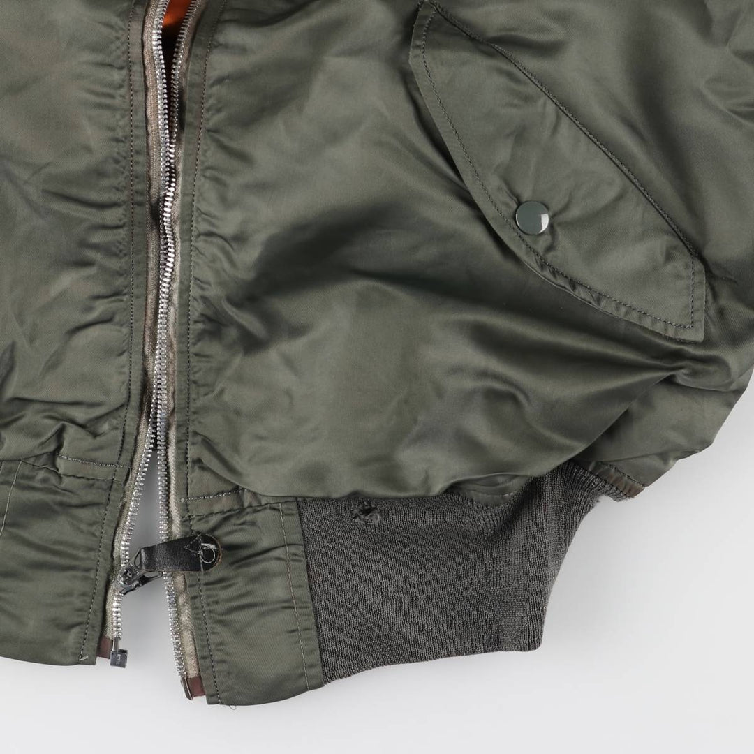 1970'S US Military L-2B Flight Jacket, Made in USA, Large, Men's Size L, Vintage unclear Khaki type Vintage Second Hand