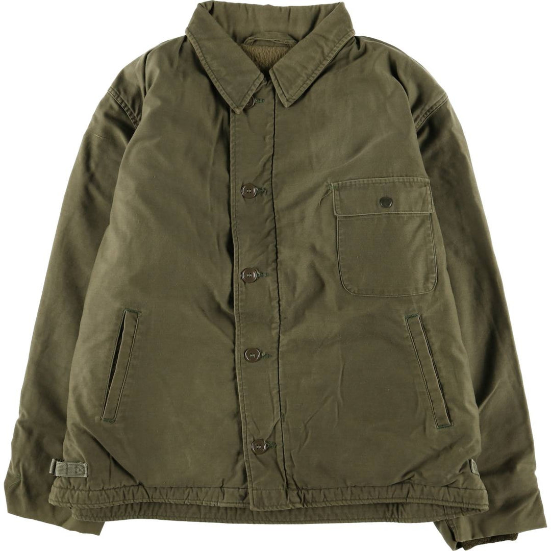 Authentic US Navy Military Deck Jacket, Made in USA, Men's Size L, Vintage unclear Khaki type Vintage Second Hand