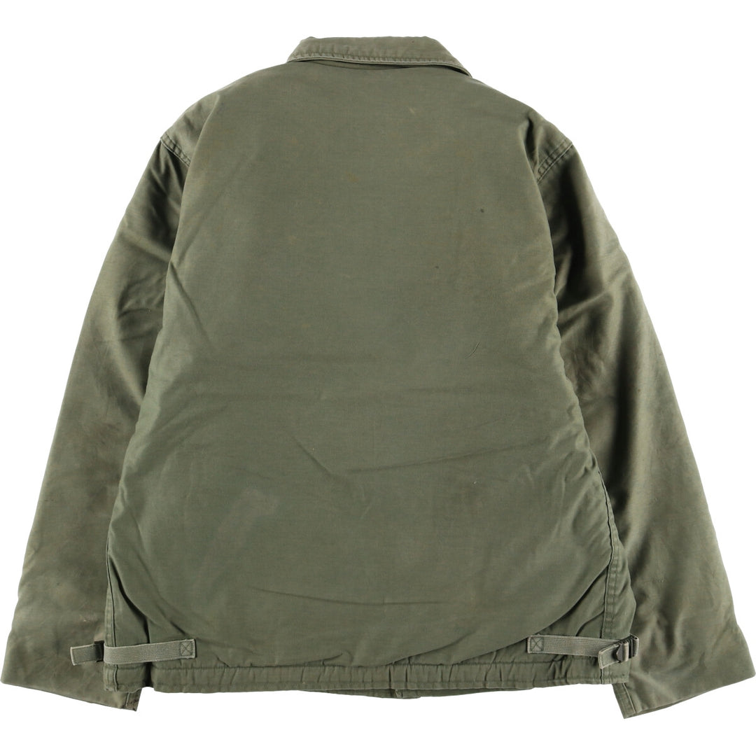Authentic 1980'S US Navy A-2 Military Deck Jacket, Made in USA, Medium (42-44), Men's Size M, Vintage Nylon Khaki type Vintage Second Hand