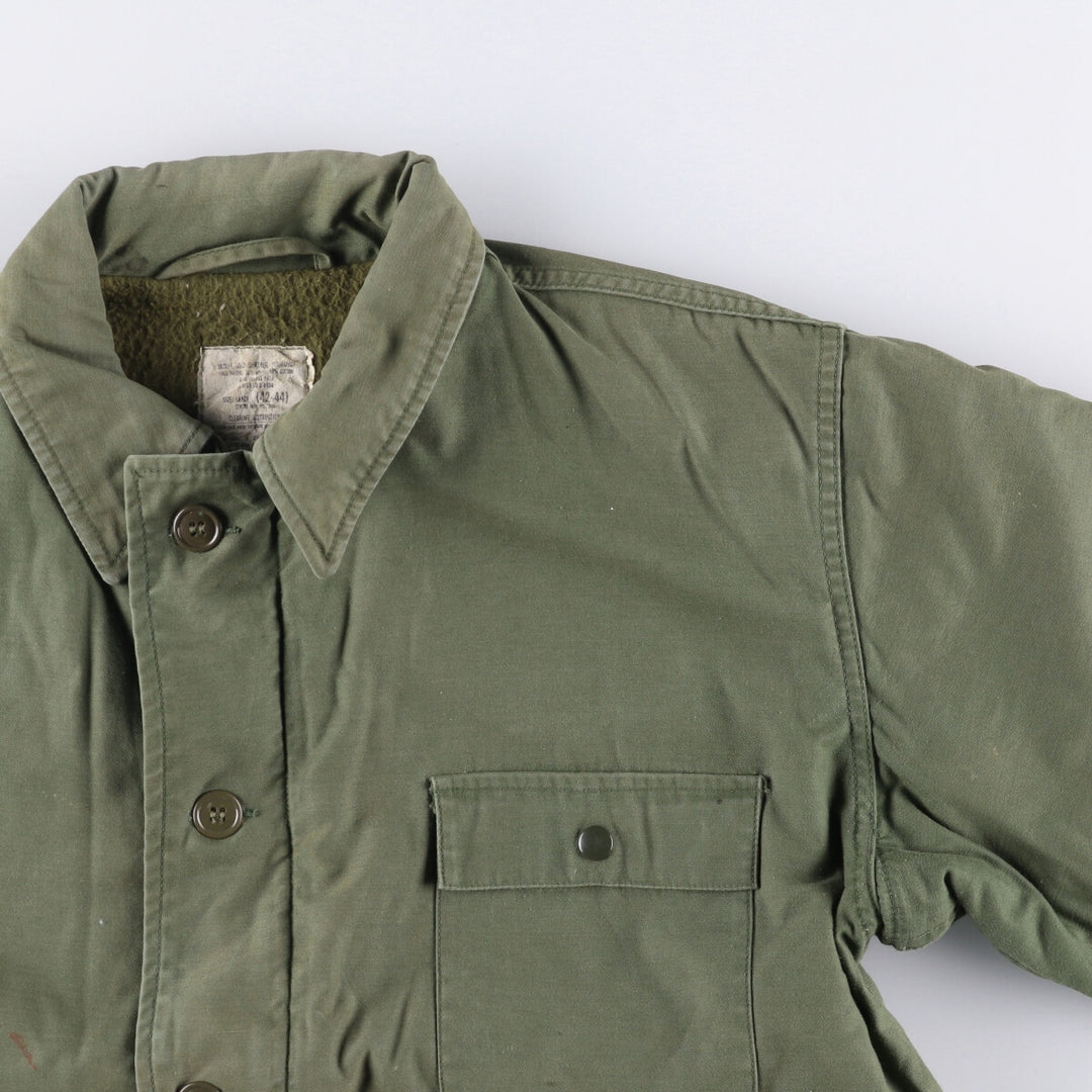 Authentic 1980'S US Navy A-2 Military Deck Jacket, Made in USA, Medium (42-44), Men's Size M, Vintage Nylon Khaki type Vintage Second Hand