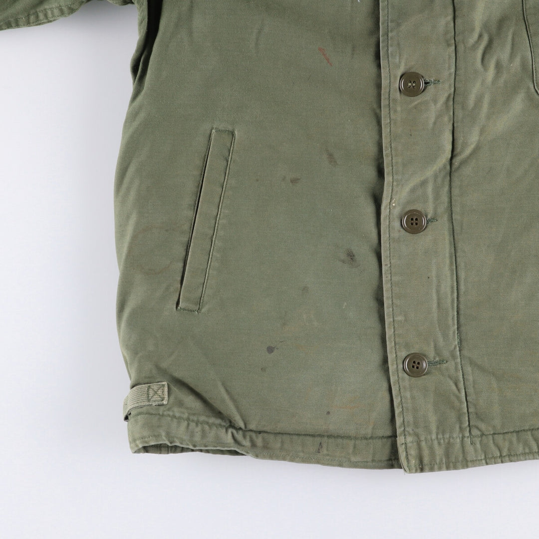 Authentic 1980'S US Navy A-2 Military Deck Jacket, Made in USA, Medium (42-44), Men's Size M, Vintage Nylon Khaki type Vintage Second Hand