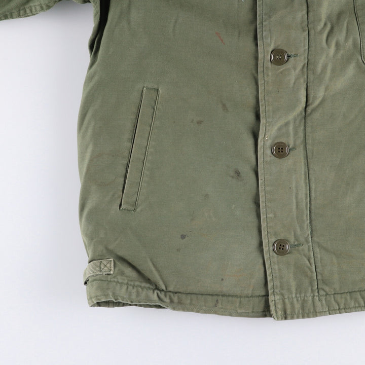 Authentic 1980'S US Navy A-2 Military Deck Jacket, Made in USA, Medium (42-44), Men's Size M, Vintage Nylon Khaki type Vintage Second Hand