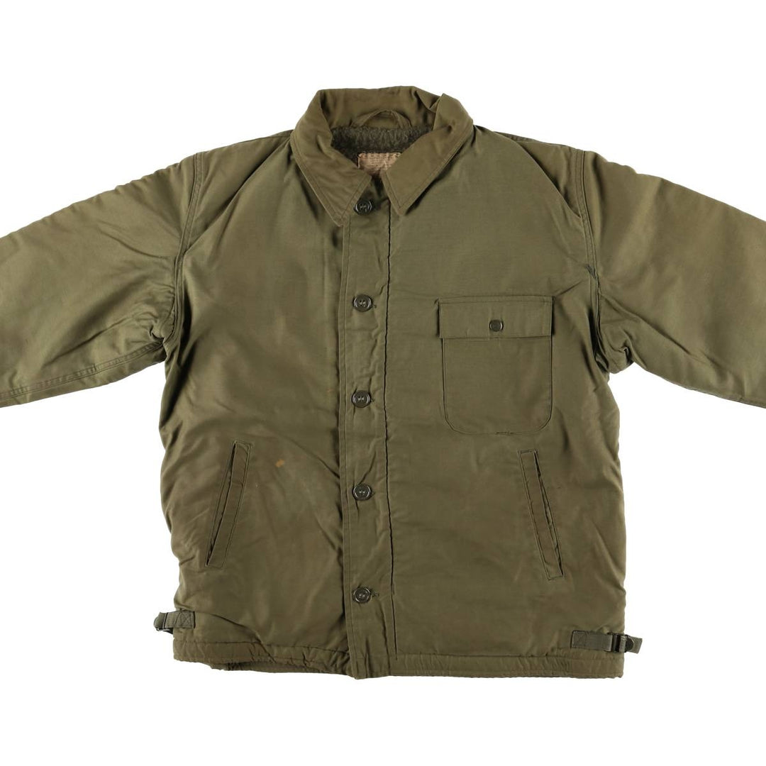Authentic 1960'S US Navy A-2 Military Deck Jacket, Made in USA, Large (1942-1944), Men's Size L, Vintage unclear Khaki type Vintage Second Hand