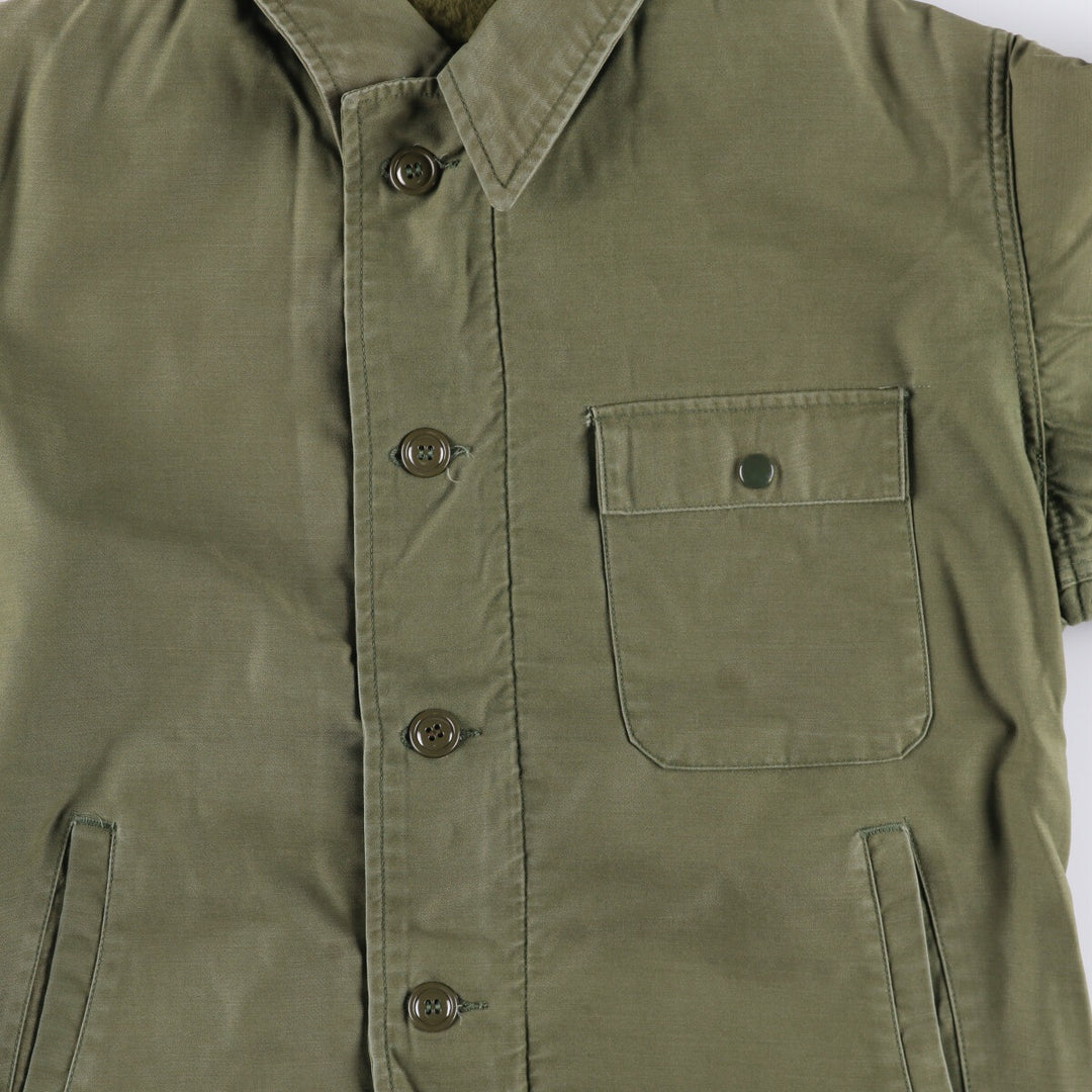 Authentic 1980'S US Navy A-2 Military Deck Jacket, Made in USA, Medium (38-40), Men's Size M, Vintage Nylon Khaki type Vintage Second Hand