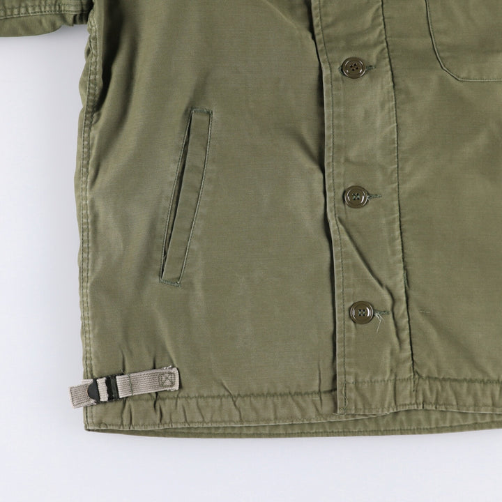 Authentic 1980'S US Navy A-2 Military Deck Jacket, Made in USA, Medium (38-40), Men's Size M, Vintage Nylon Khaki type Vintage Second Hand