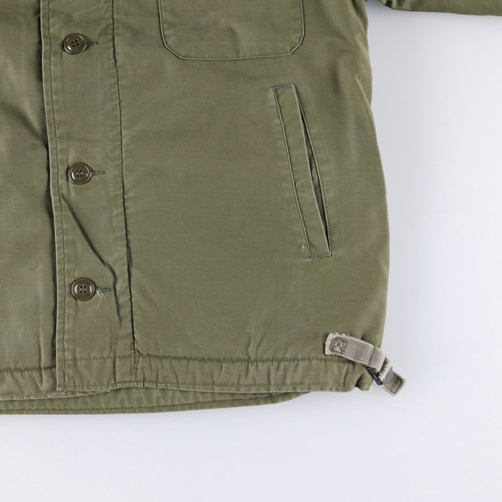 Authentic 1980'S US Navy A-2 Military Deck Jacket, Made in USA, Medium (38-40), Men's Size M, Vintage Nylon Khaki type Vintage Second Hand