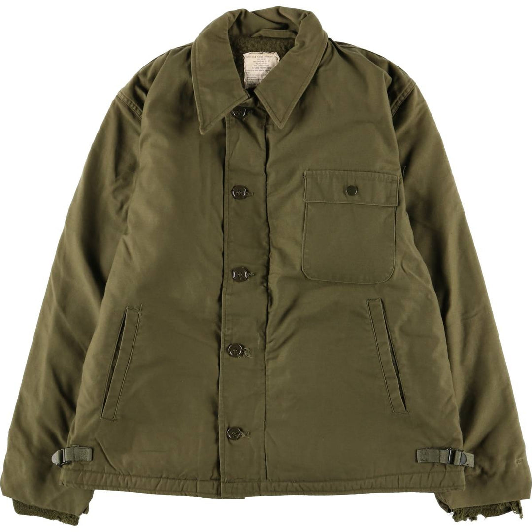 1970'S US Navy A-2 Military Deck Jacket, Made in USA, Size Large (1942-1944), Men's Size L, Vintage unclear Khaki type Vintage Second Hand