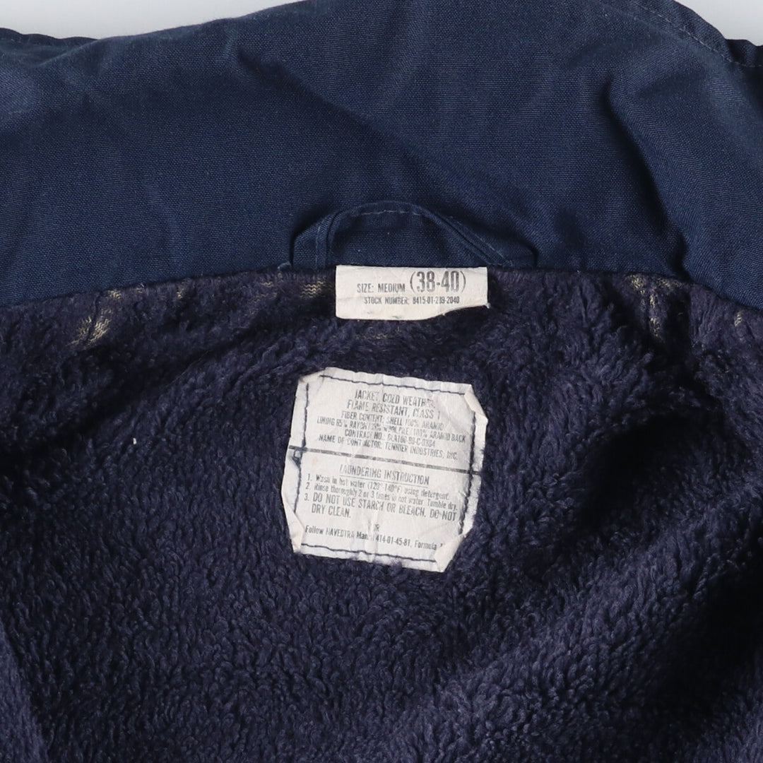 1990'S US Navy Aramid Deck Jacket, Made in USA, Size Medium (38-40), Men's M Aramid navy blue type Vintage Second Hand