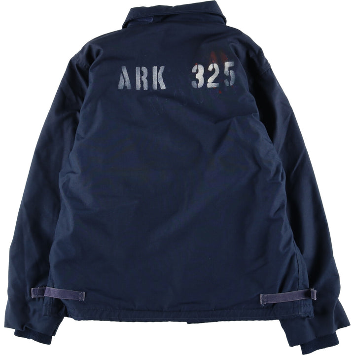 1990'S US Navy Aramid Deck Jacket with Back Stencil, Made in USA, Size Large (42-44) Aramid navy blue type Vintage Second Hand