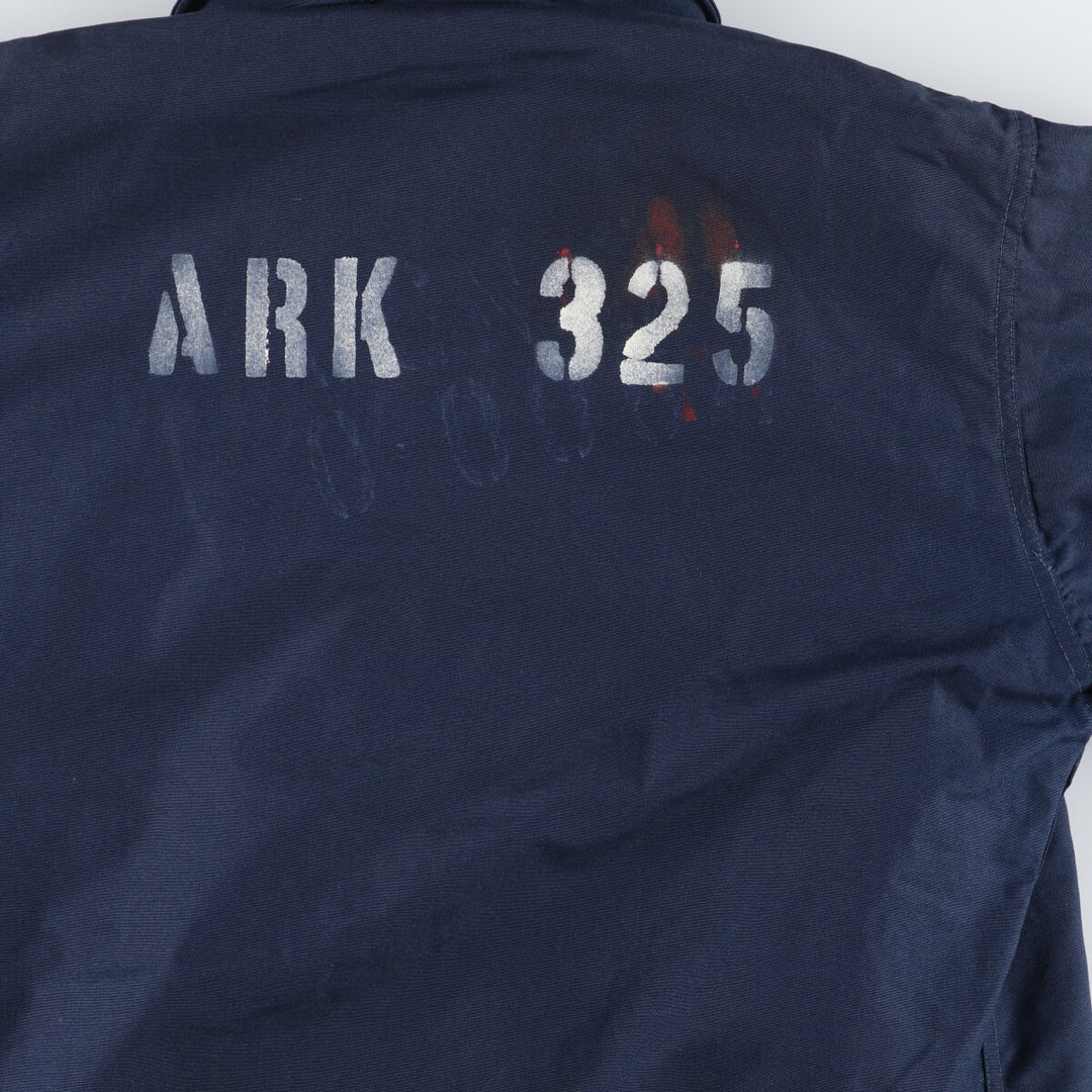 1990'S US Navy Aramid Deck Jacket with Back Stencil, Made in USA, Size Large (42-44) Aramid navy blue type Vintage Second Hand