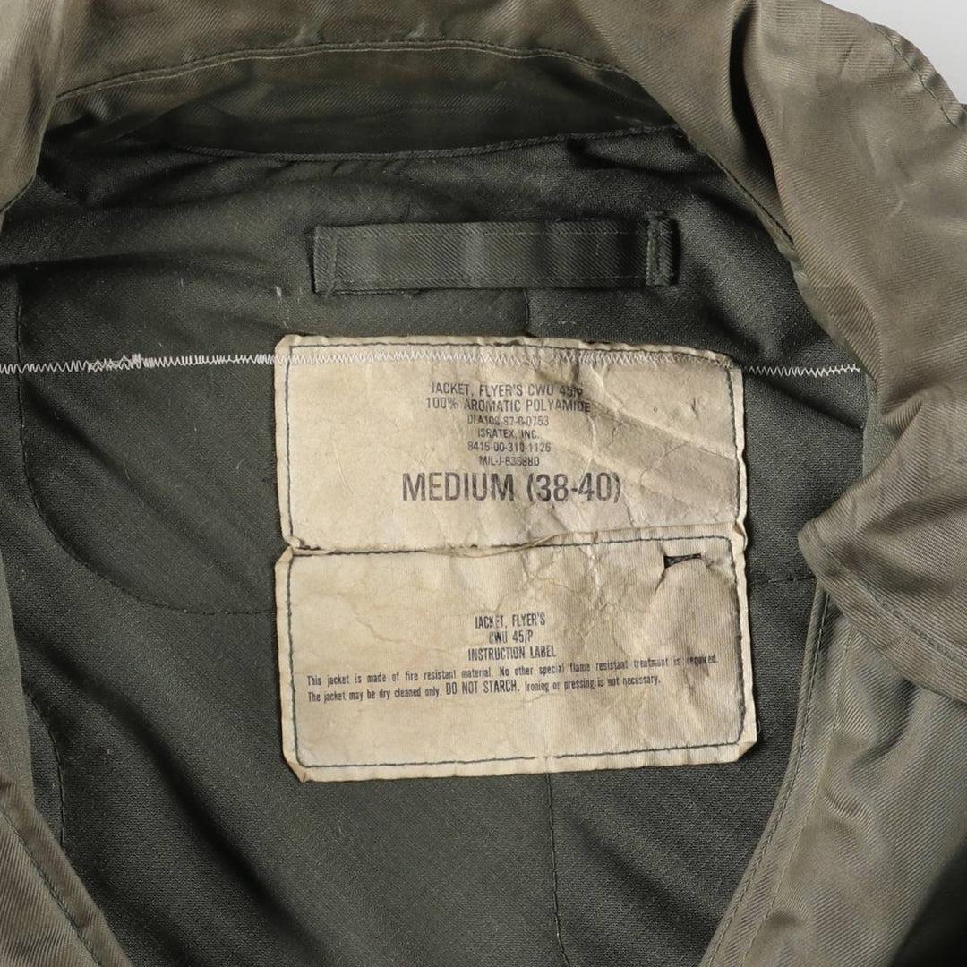 80's US military actual product CWU 45 Aromatic polyamide Khaki type Vintage Second Hand