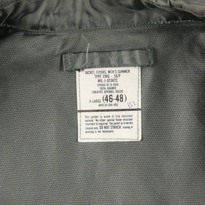 90's US military actual product CWU-36 Aramid Khaki type Vintage Second Hand