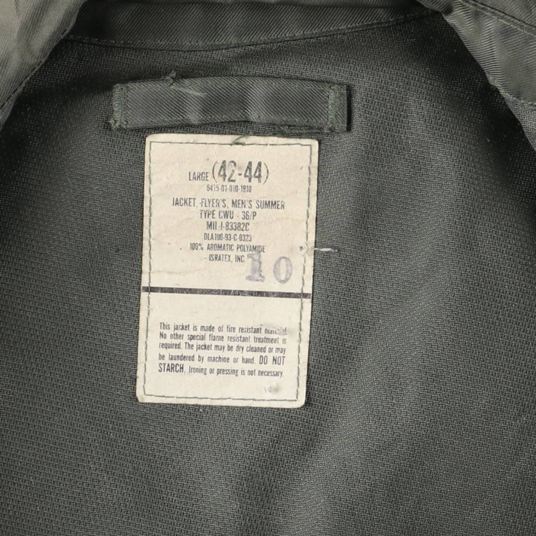 90's US military actual product CWU-36 Aromatic polyamide Khaki type Vintage Second Hand