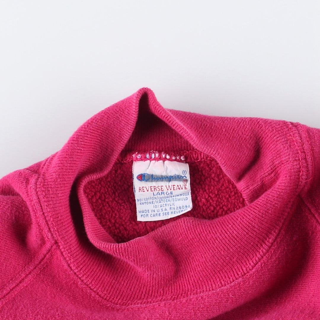 90'S Champion Reverse Weave Sweatshirt with Embroidered Tag, No Eyes, Plain, Women's Size L cotton pink type Vintage Second Hand