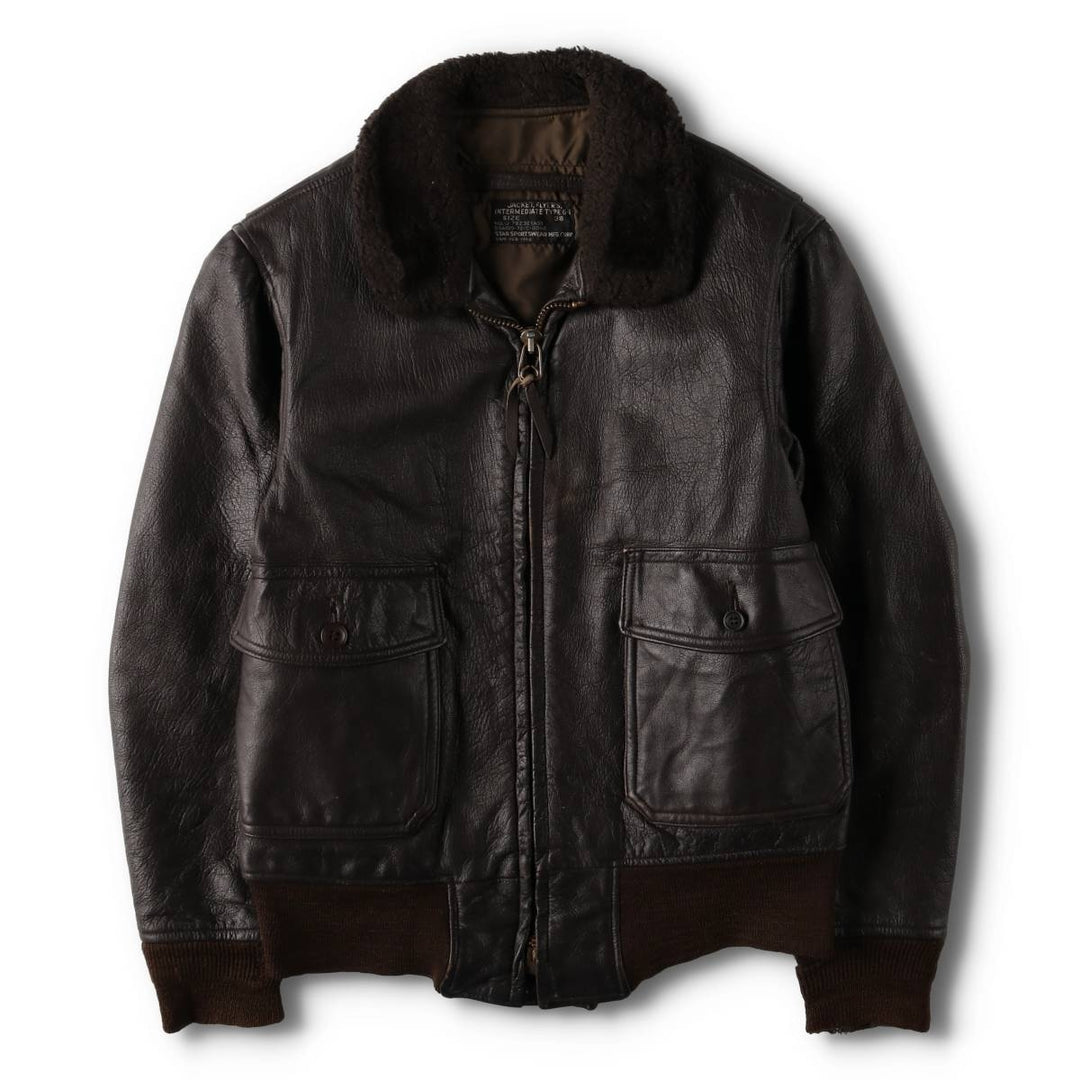 1970'S US Military G-1 Leather Flight Jacket, Made in USA, Men's Size Medium, Vintage genuine leather brown type Vintage Second Hand