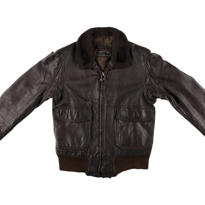 1970'S US Military G-1 Leather Flight Jacket, Made in USA, Men's Size Medium, Vintage genuine leather brown type Vintage Second Hand