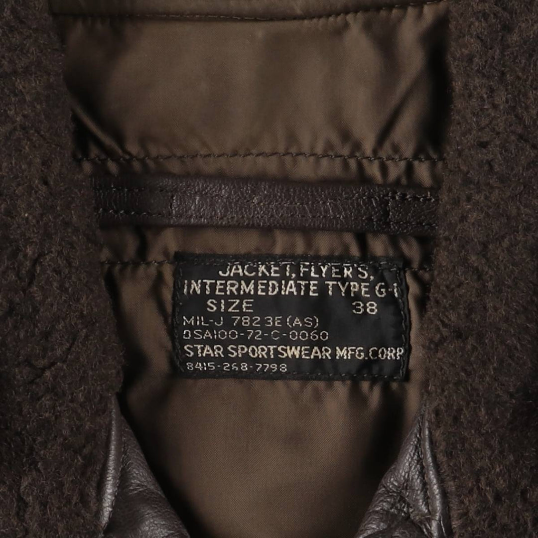 1970'S US Military G-1 Leather Flight Jacket, Made in USA, Men's Size Medium, Vintage genuine leather brown type Vintage Second Hand
