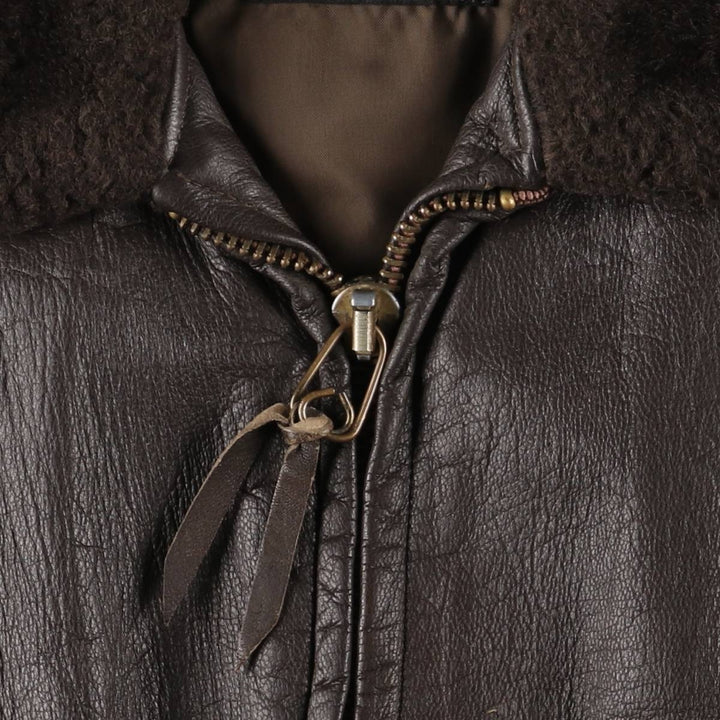 1970'S US Military G-1 Leather Flight Jacket, Made in USA, Men's Size Medium, Vintage genuine leather brown type Vintage Second Hand