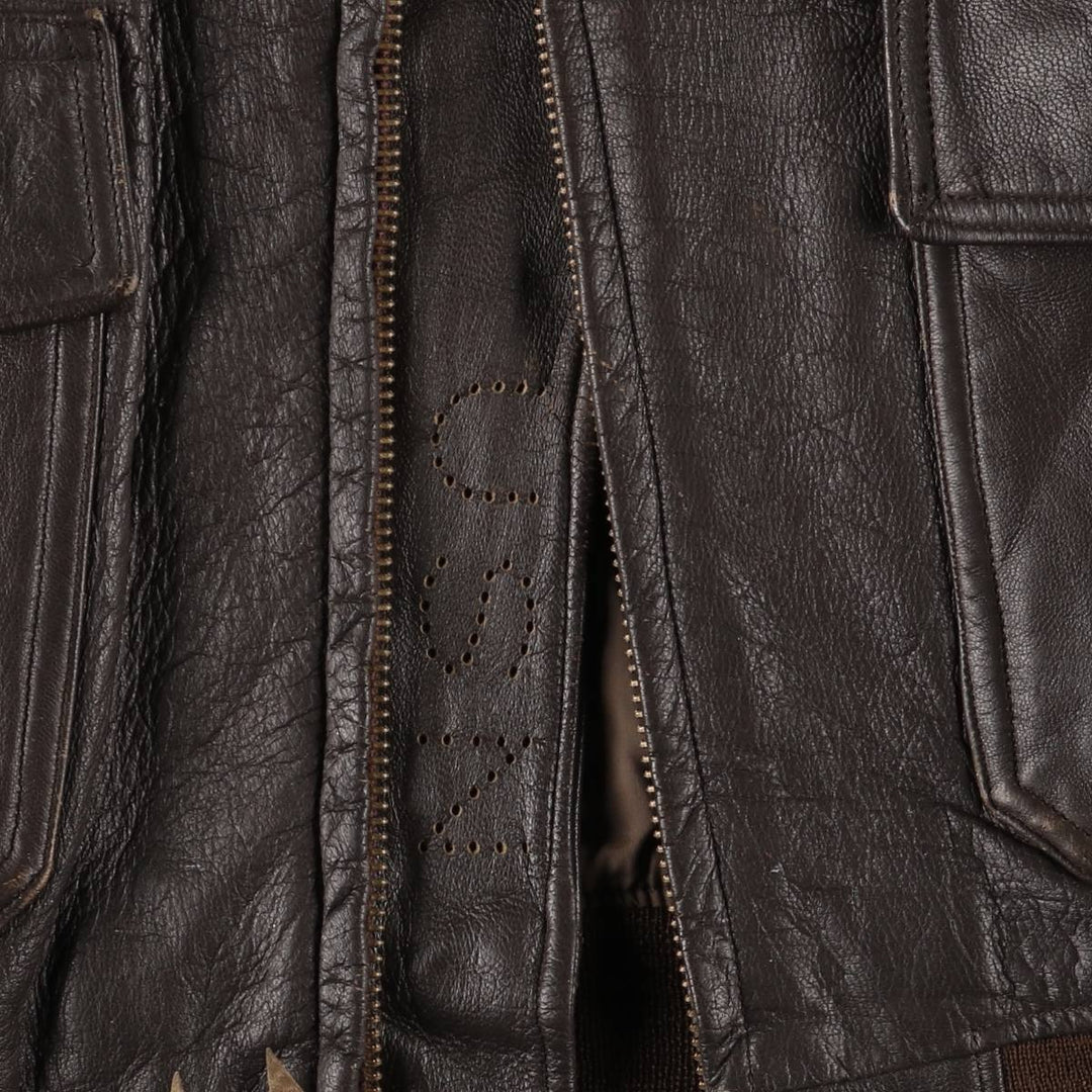 1970'S US Military G-1 Leather Flight Jacket, Made in USA, Men's Size Medium, Vintage genuine leather brown type Vintage Second Hand
