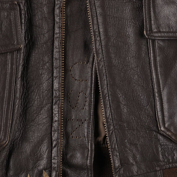 1970'S US Military G-1 Leather Flight Jacket, Made in USA, Men's Size Medium, Vintage genuine leather brown type Vintage Second Hand