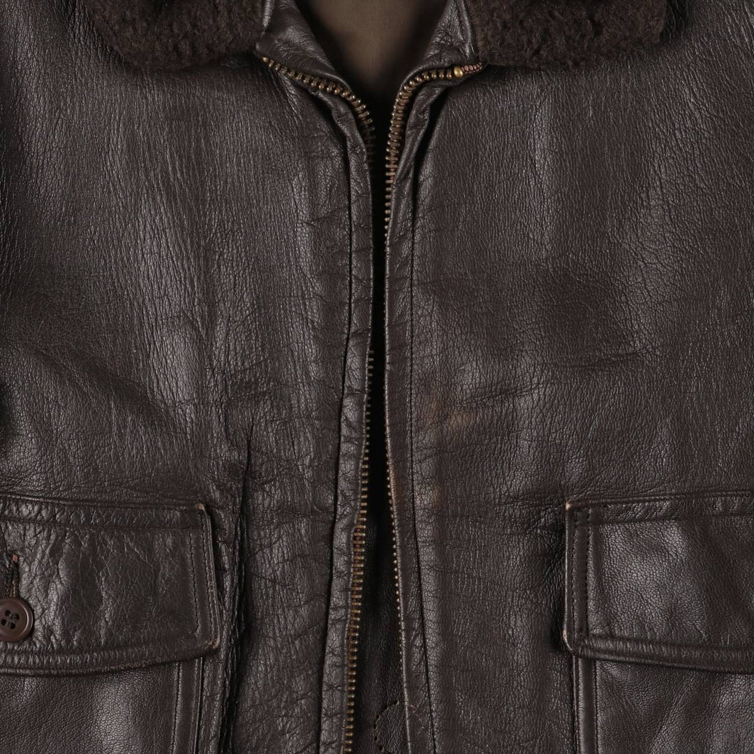 1970'S US Military G-1 Leather Flight Jacket, Made in USA, Men's Size Medium, Vintage genuine leather brown type Vintage Second Hand