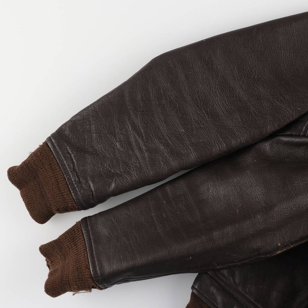 1970'S US Military G-1 Leather Flight Jacket, Made in USA, Men's Size Medium, Vintage genuine leather brown type Vintage Second Hand