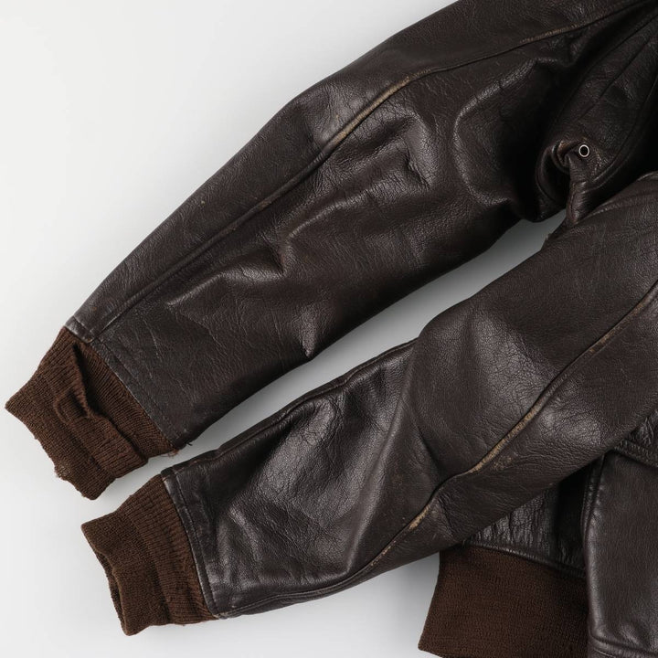 1970'S US Military G-1 Leather Flight Jacket, Made in USA, Men's Size Medium, Vintage genuine leather brown type Vintage Second Hand