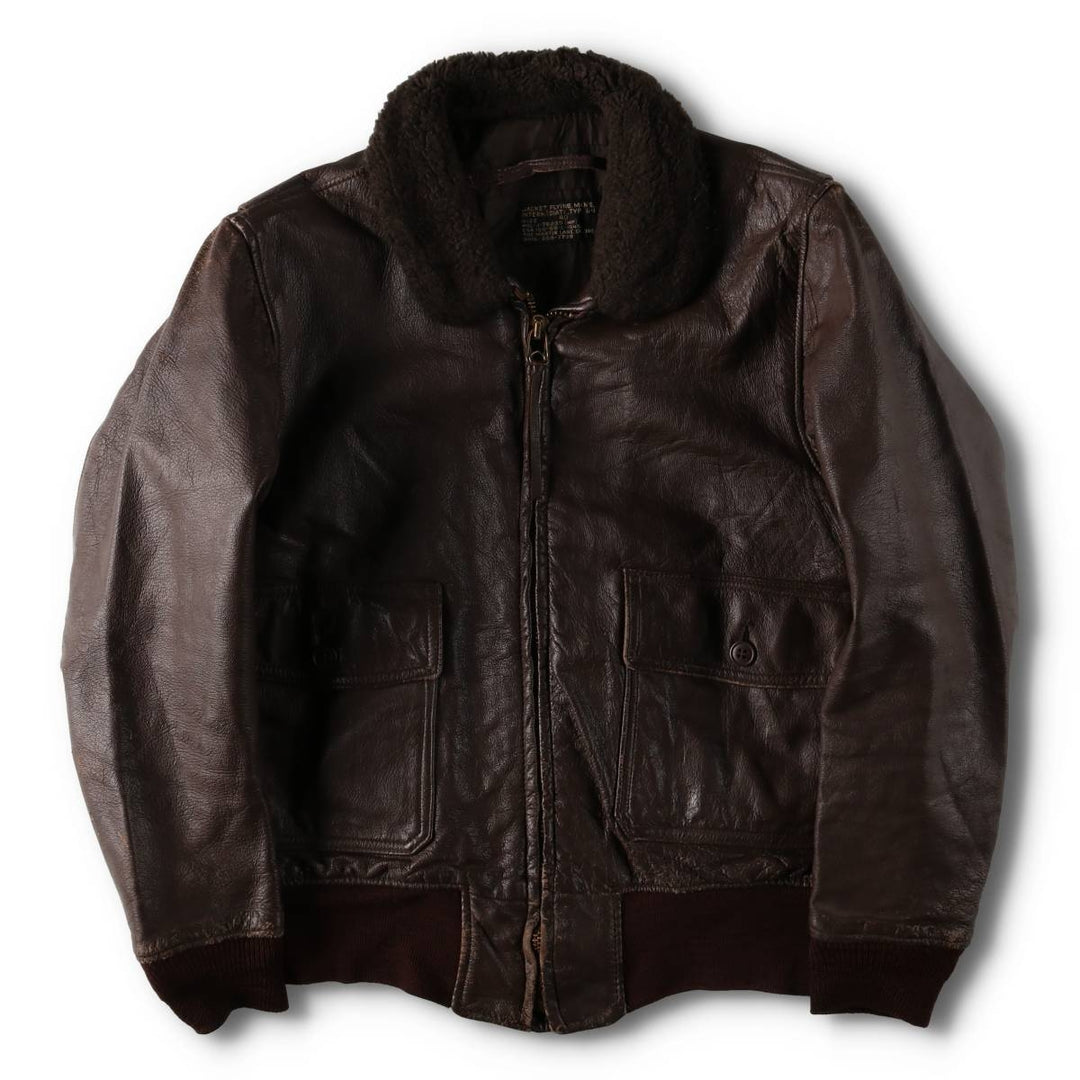 1960'S US Military G-1 Leather Flight Jacket, Made in USA, Men's Size Medium, Vintage genuine leather brown type Vintage Second Hand