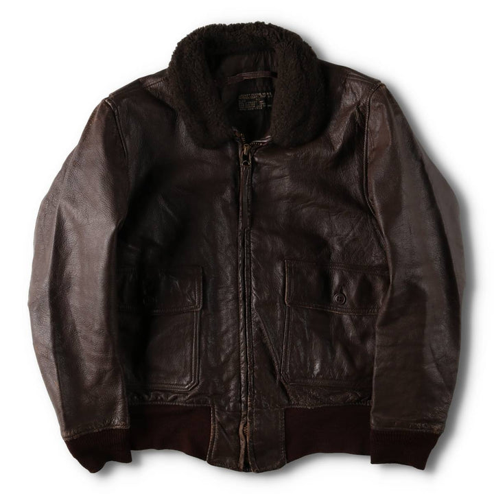 1960'S US Military G-1 Leather Flight Jacket, Made in USA, Men's Size Medium, Vintage genuine leather brown type Vintage Second Hand