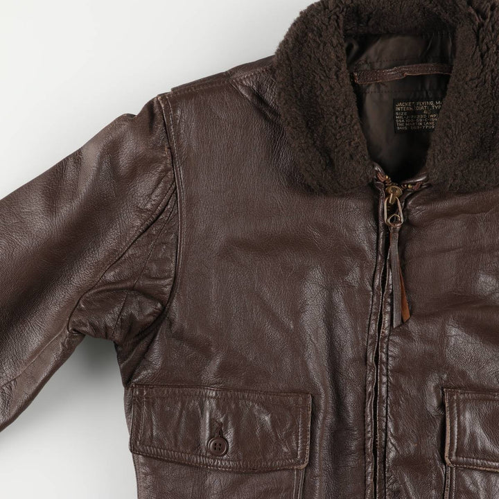 1960'S US Military G-1 Leather Flight Jacket, Made in USA, Men's Size Medium, Vintage genuine leather brown type Vintage Second Hand