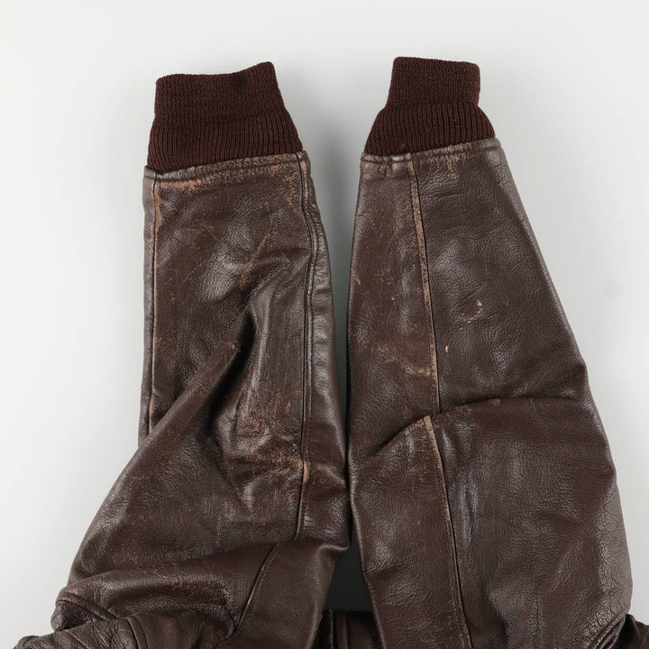 1960'S US Military G-1 Leather Flight Jacket, Made in USA, Men's Size Medium, Vintage genuine leather brown type Vintage Second Hand