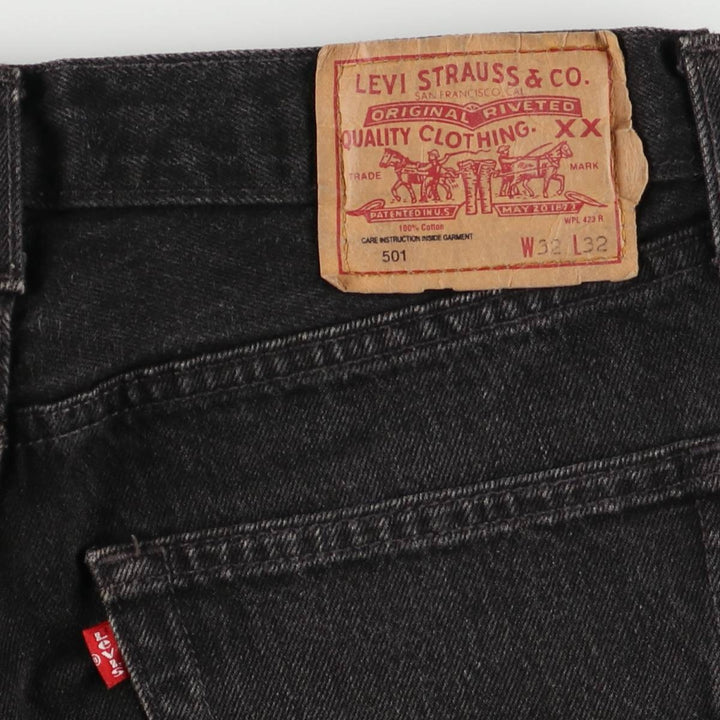 90'S Levi's 501-0185 Black Denim Straight Leg Denim Pants, Made in England, Men's, Size W30, Vintage cotton black type Vintage Second Hand
