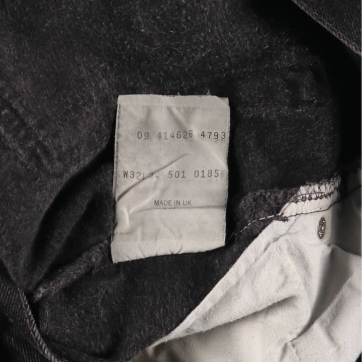 90'S Levi's 501-0185 Black Denim Straight Leg Denim Pants, Made in England, Men's, Size W30, Vintage cotton black type Vintage Second Hand